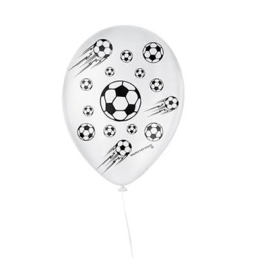 Imagem de Balão de Festa Decorado Futebol - Branco e Preto 9" 23cm - 25 Unidades