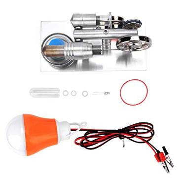 Imagem de CUOFYUNL Prata T Forma Ar Quente Stirling Motor Micro Gerador Mini Modelo de Motor a Vapor