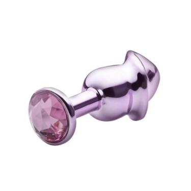 Imagem de Plug Anal Formato De Pênis Com Pedra Brilhante 8,2 x 2,8cm Acessório Erótico Estimulador Anal 258 (ROSA)