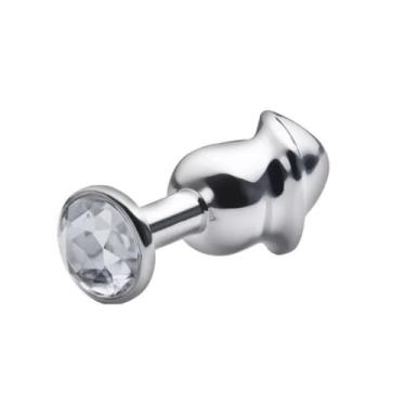 Imagem de Plug Anal Formato De Pênis Com Pedra Brilhante 8,2 x 2,8cm Acessório Erótico Estimulador Anal 258 (PRATA)