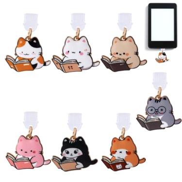 Imagem de 7 peças de pingentes de plugue de poeira de gato para Kindle, lindas capas de porta de carregamento, acessórios de proteção contra poeira e decoração berloque para leitores eletrônicos, mulheres