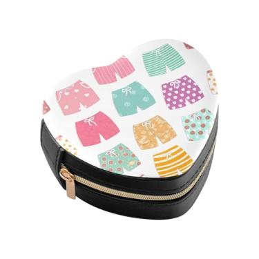 Imagem de Burbuja Caixa de joias em forma de coração com estampa de shorts de praia, mini estojo de viagem para mulheres e meninas, organizador portátil de armazenamento para brincos, anéis, colares e pulseiras