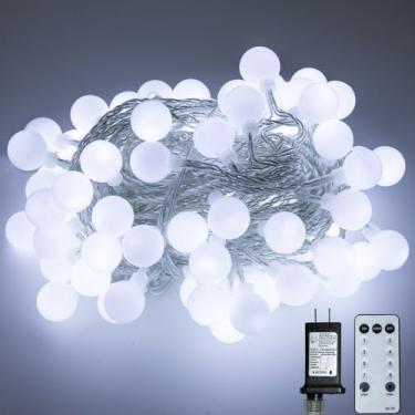 Imagem de Ogrmar 15 m, 100 luzes de LED globo com cordão de 8 modos, luzes de corda de fadas com controle remoto, função de temporizador e conectável para decoração de jardim e árvore de Natal em ambientes