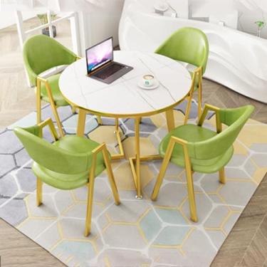 Imagem de Conjunto de mesa e cadeira de clube de recepção de escritório, mesa de negociação, mesa de centro com cadeira, pequenas mesas de conferência, conjunto de mesa de jantar para 4 (cor: 41, tamanho: 31,4