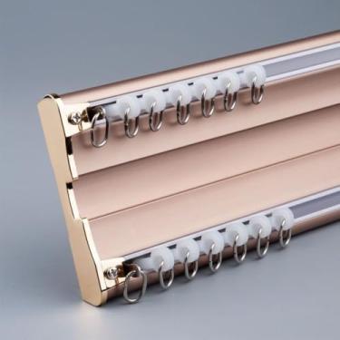 Imagem de Cortina resistente com trilho duplo conjunto, trilho de cortina de teto de alumínio 1-5 m personalizável, adequado para sala de estar, banheiro, quarto, divisória de teto, kit de trilhos