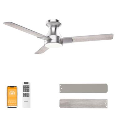 Imagem de DAMINY Ventiladores de teto de 106 cm com luzes, 3 lâminas, 6CCT, ventilador de teto de baixo perfil com luz e controle remoto, ventilador de teto para quarto, cozinha, uso interno/externo, montagem