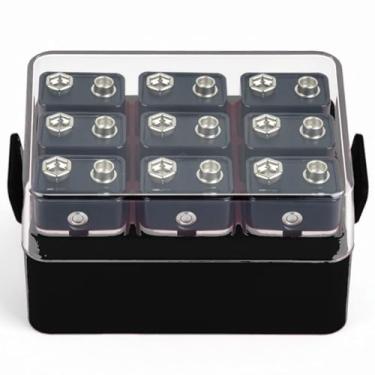 Imagem de ALCYON Estojo organizador de bateria, caixa de compartimento de bateria para 48 peças de pilhas AA, suporte de bateria protetor de plástico transparente para viagem/casa/escritório (apenas caixa