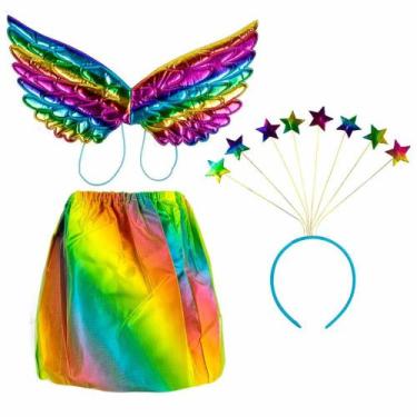 Imagem de Fantasia Asa de Borboleta Colorida Infantil C/Tiara e Saia - Fantasias