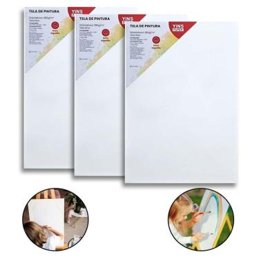 Imagem de Kit 3 Telas De Pintura Fina 30x40 100% Algodão Pronta