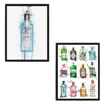 Imagem de Kit 2 Quadros Decorativos Garrafas De Gin