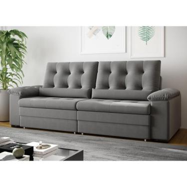 Imagem de Sofá 3 Lugares 2,2m com Encosto e Assento Retrátil Cinza