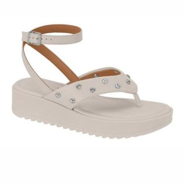Imagem de Sandália Feminina Vizzano Tratorada Plataforma Dedo Tornozelo, Branco 
