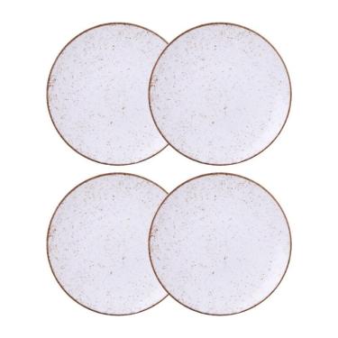 Imagem de Jogo De Pratos Rasos 4 Peças Rústico 25 Cm Porcelana Decorada Tramontina