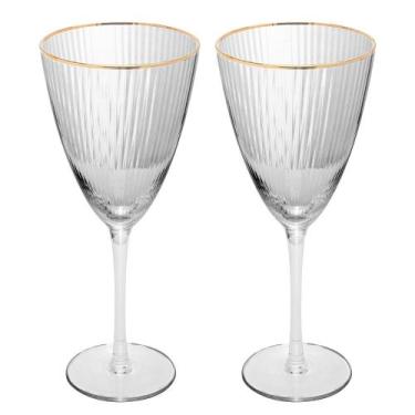 Imagem de Conjunto 2 Taças de Vinho 400ml Lines Ouro Wolff