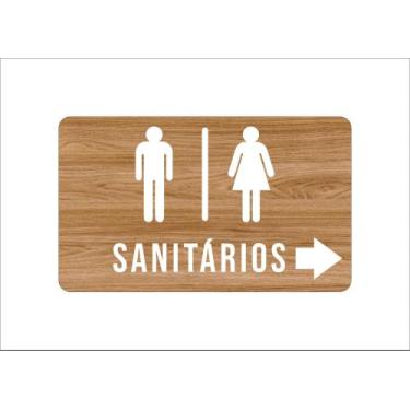 Imagem de Placa Sanitários Masculino e Feminino - Realaser Store, Amadeirado com