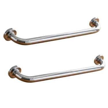 Imagem de Barra de Apoio Kit 2 Uni 80cm Inox Acessibilidade Banheiro Idoso Gesta