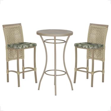 Imagem de Mesa Bistrô 2 Banquetas Roma Corda Náutica Estofado 5 Trama Rami