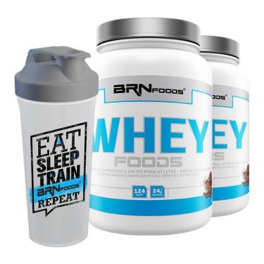 Imagem de Kit Whey Foods 900 g - BR Nutrition Foods - c/ 2 unidades + Coqueteleira-Unissex