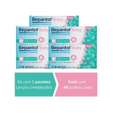 Imagem de Kit 5 Lenços Umedecidos Proteção Antibac 48un cada Bepantol