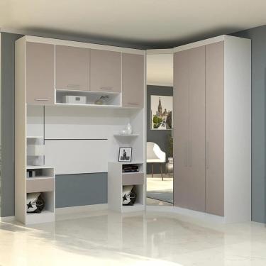 Imagem de Guarda Roupa Solteiro Modulado Cp03 Taiga Branco/cinnamon L01 - Mpozenato