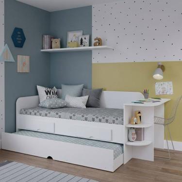 Imagem de Bicama Infantil com Nicho Lateral e Escrivaninha em MDF Helena Permobili com 2 Colchoes...