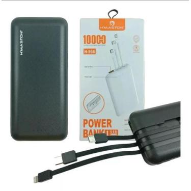 Imagem de Carregador Portátil 10.000mah com 3 Cabos USB V8, TipoC, Lightning iOS