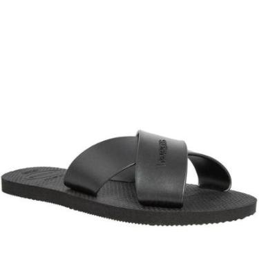 Imagem de Slide Havaianas Aqua Metallic Tiras Cruzadas Preto-Unissex