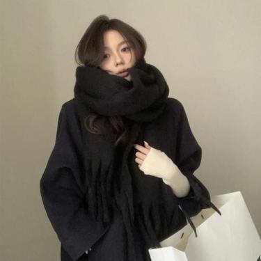 Imagem de Cachecol Feminino De Inverno Em Cashmere Macio Com Franjas Longas, Cor