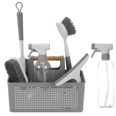 Imagem de Kit Limpeza Cozinha Organizador Escovas Borrifador Spray Completo Caix