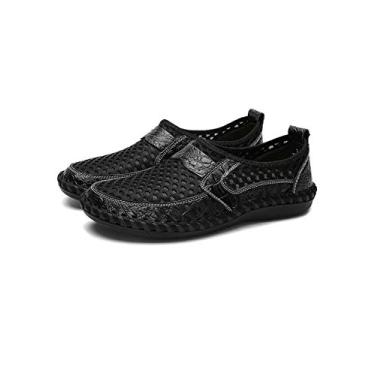 Imagem de Bestgift Sapatos de Cano Alto Masculinos Outono e Inverno Sapatos Casuais de Couro Estilo Britânico Preto 47.5