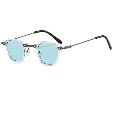 Imagem de Óculos de sol redondos femininos homens finos tipo gradientes lente liga armação de metal designer de luxo moda óculos de sol, c8, z