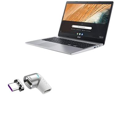Imagem de Adaptador BoxWave compatível com Acer Chromebook 315 (CB315-3HT) (adaptador da BoxWave) – Adaptador MagnetoSnap PD, adaptador de ângulo magnético PD, protetor de dispositivo de carregamento de ângulo PD – prata metálico