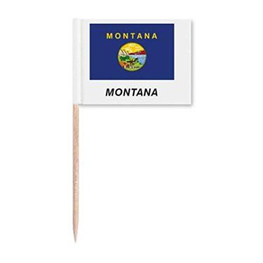 Imagem de Bandeira do estado americano contorno Montana bandeiras de palito de dente marcador topo decoração de festa