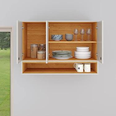 Imagem de Armário Aéreo 3 Portas Com Nicho Suspenso Cozinha Parede Area Serviço (Off White/Cinamomo)
