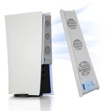 Imagem de TwiHill Ventilador de resfriamento PS5, PS5 Cooler compatível com PS5 Digital Edition / PS5 Ultra HD - branco(Não suporta PS5 Slim)