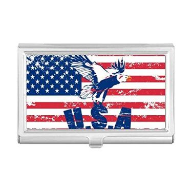 Imagem de Porta-cartões de visita com a bandeira americana Haliaeetus leucocephalus Eagle