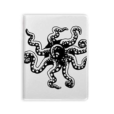 Imagem de Caderno de ilustração preta Marine Life Polvo Diário capa macia