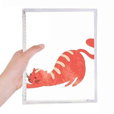 Imagem de Caderno de aquarela com desenho de gato gordo e folhas soltas para diário recarregável