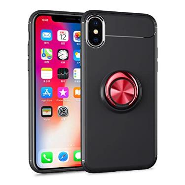 Imagem de Para iPhone X XR XS Max Capa Iphone8 Silicone Cover Para iphone 5 6 6S 7 7Plus 8 Plus Car Holder Ring TPU Cases, Black Red, For iPhone 7 Plus
