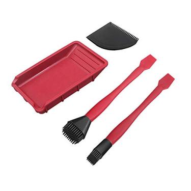 Imagem de Snsowed 4 PCS Conjunto de ferramentas de cola para carpintaria Kit de cola de silicone Pincel estreito Escova larga de silicone macio Pás fina Raspador plano Bandeja de cola para madeira Cola para madeira