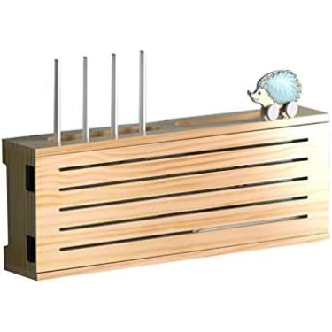 Imagem de Rack De Roteador Sem Fio Montado Na Parede Caixa De Armazenamento Wi-Fi Prateleiras Flutuantes, Faixa De Energia E Gerenciamento De Cabos Hider Rack Box Set-top Box Prateleira-sem Perfurador, Caix