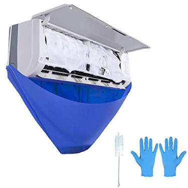 Imagem de Kit de capa de limpeza de ar condicionado com saco impermeável e escova ferramentas de lavagem quarto montado na parede sacos de serviço AC conjunto de poeira protetor doméstico 2 P, azul, 100 cm