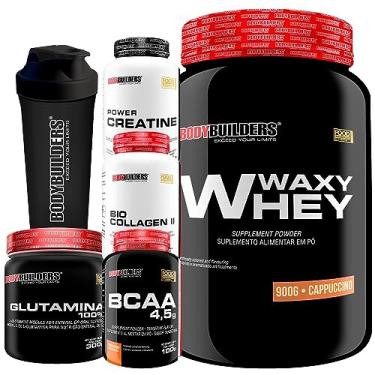 Imagem de Kit Waxy Whey 900g + Bcaa100g + Power Creatina 100g + Bio Colagen 200g + Glutamina 300g + Coq - Bodybuilders Cappuccino