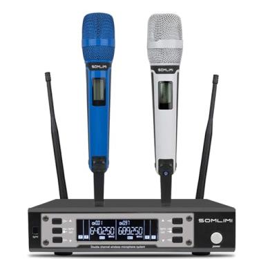 Imagem de SOMLIMI original EW135G4 Sem Fio Microfone Profissional para Cantares Performances dePalco Karaoke Conferenciada lgreja Palestr (135-White and Blue)