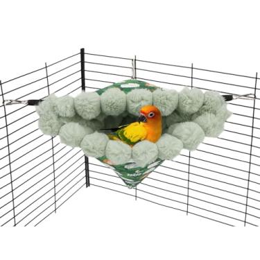 Imagem de Wontee Casa de ninho de pássaro, inverno, quente, para pendurar, cama de pássaro, cabana para periquitos, periquitos, caique conures calopsitas (grande, verde)