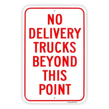 Imagem de Enjoyist Large No Delivery Trucks Beyond This Point Sign, 18"x 12" .040 Aluminum Reflective Sign Rust Free Aluminum-UV Protected and Weatherproof