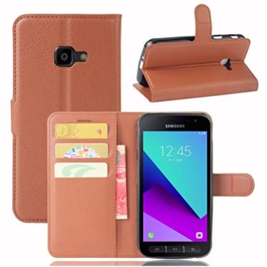 Imagem de Capa carteira para Samsung Galaxy Xcover 4/G390F, capa carteira flip de couro PU premium com compartimento para cartão, suporte e fecho magnético [capa interior à prova de choque de TPU] Compatível