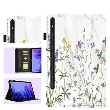 Imagem de Capa para Samsung Galaxy Tab S9 27.9 cm 2023 (X710/X716B/X718U) com suporte para caneta S Auto Sleep/Wake com faixa elástica, visualização em vários ângulos, capa de suporte flip fina (Country Garden)