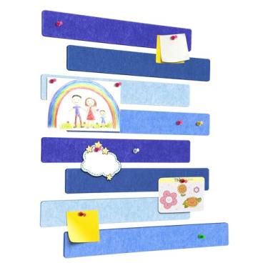 Imagem de GoTiling Quadro de cortiça para paredes – Pacote com 8 tiras de barra de pinos de feltro – Quadro de avisos leve autoadesivo – Quadro de cortiça para escritório com 40 pinos de pressão sem danos na