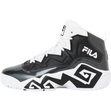 Imagem de Fila MB Engineering Tênis de basquete masculino, cano alto, suporte de tornozelo, sola grossa, Branco/Preto/Branco, 43